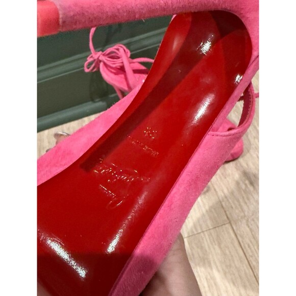 Christian Louboutin LACE UP 120 Suede Platform Heels Sandals Shoes 38 $995 - Picture 6 of 10